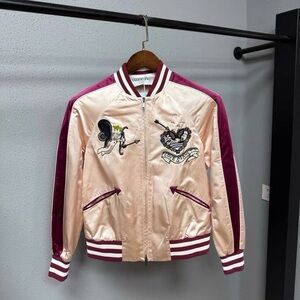 🚩steal authentic Valentino Pink and Cream Bomber Jacket